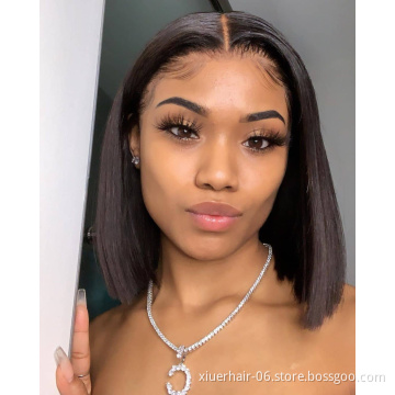 Cheap 100% Virgin Brazilian Natural Afro Kinky Glueless Half Lace Frontal Short Human Hair Wigs For Black Women
